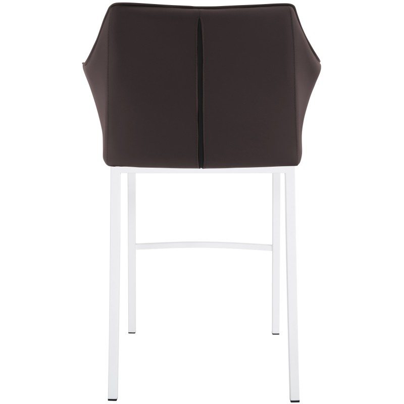 Taburete de bar Damaso de 4 pies, blanco y marrón