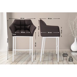 Taburete de bar Damaso de 4 pies, blanco y marrón