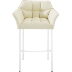 Taburete de bar Damaso de 4 patas, color blanco crema