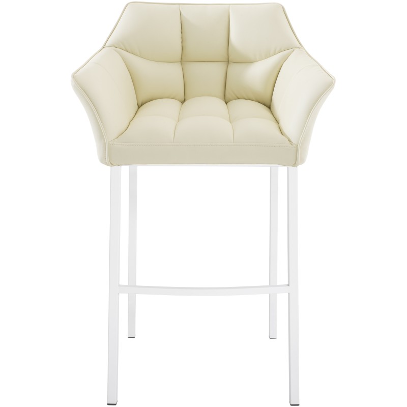 Taburete de bar Damaso de 4 patas, color blanco crema