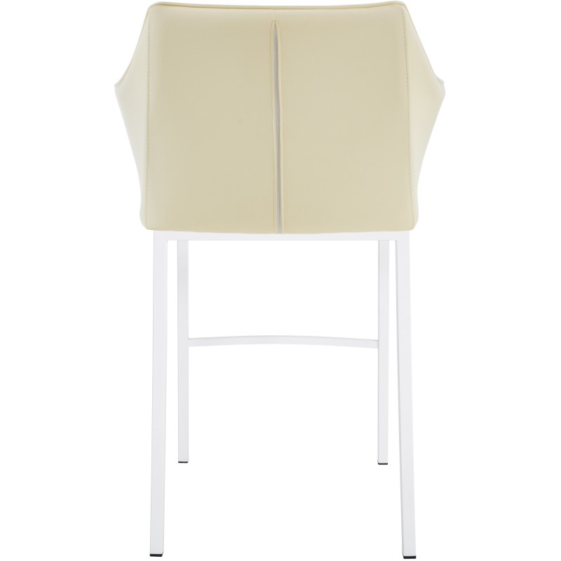 Taburete de bar Damaso de 4 patas, color blanco crema