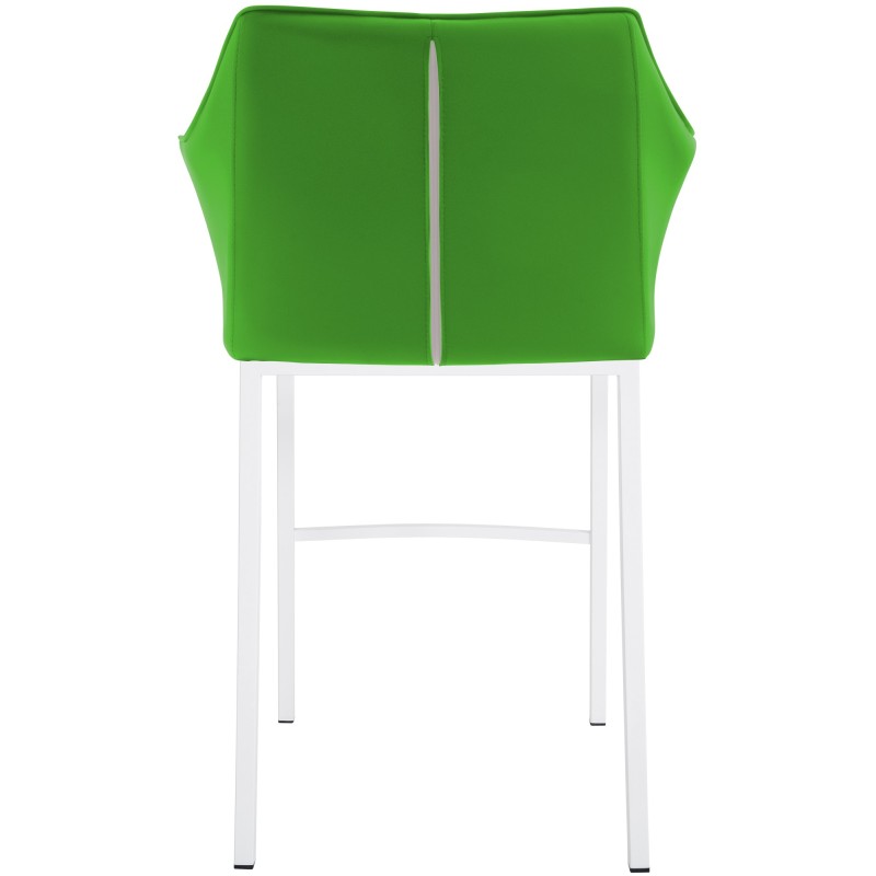 Taburete de bar Damaso de 4 patas, blanco y verde