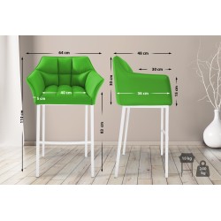Taburete de bar Damaso de 4 patas, blanco y verde