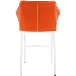 Taburete de bar Damaso de 4 patas, blanco y naranja