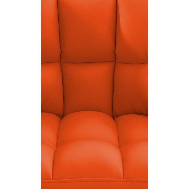 Taburete de bar Damaso de 4 patas, blanco y naranja