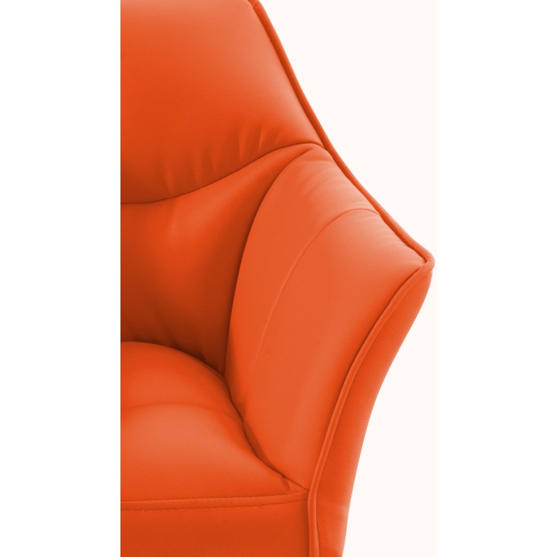 Taburete de bar Damaso de 4 patas, blanco y naranja