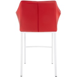 Taburete de bar Damaso de 4 patas, blanco y rojo