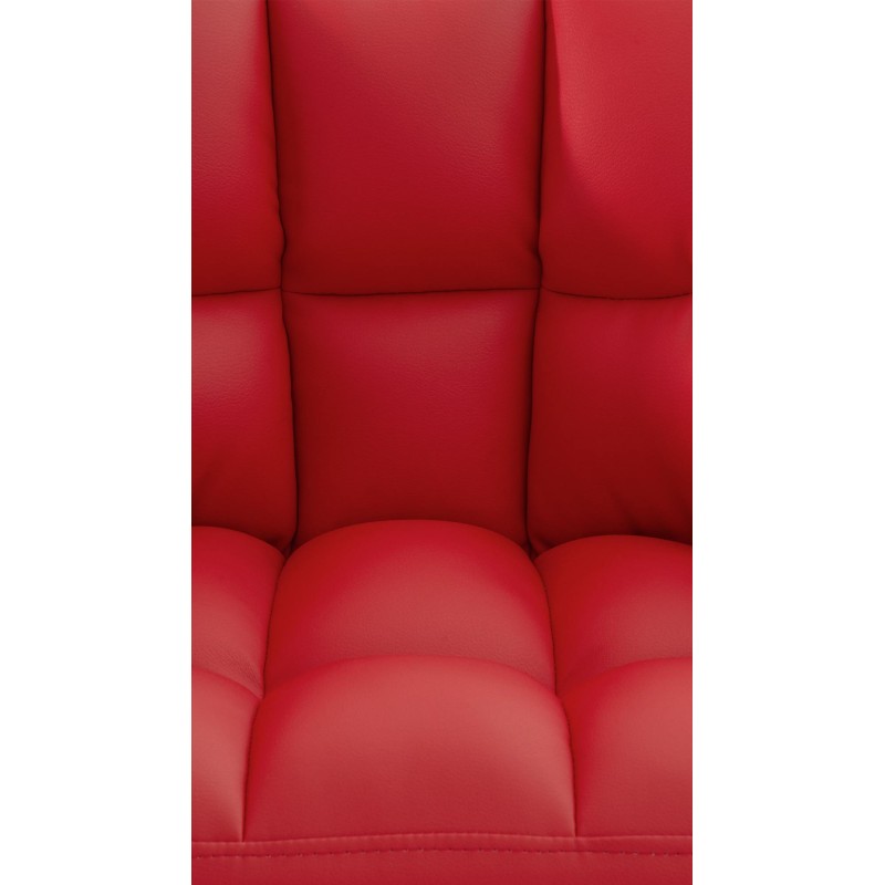 Taburete de bar Damaso de 4 patas, blanco y rojo