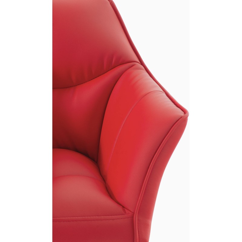 Taburete de bar Damaso de 4 patas, blanco y rojo