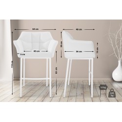 Taburete de bar Damaso de 4 patas, blanco