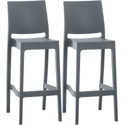 Juego de 2 taburetes de bar Maya de color gris oscuro