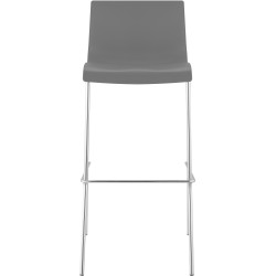 Juego de 2 taburetes de bar Hoover, de plástico, con estructura de 4 patas, color gris cromado.