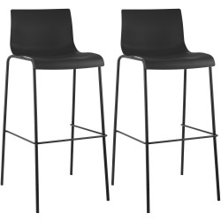 Juego de 2 taburetes de bar Hoover, de plástico, con 4 patas, negros