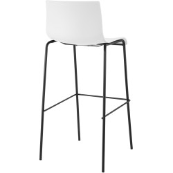 Juego de 2 taburetes de bar Hoover, de plástico, con 4 patas, en blanco y negro.