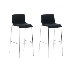 Juego de 2 taburetes de bar Hoover, tapizados en tela, con base de 4 patas y acabado cromado negro.
