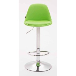 Juego de 2 taburetes de bar Kiel, totalmente tapizados en piel sintética verde cromada.
