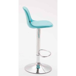 Juego de 2 taburetes de bar Kiel, totalmente tapizados en piel sintética azul cromada.