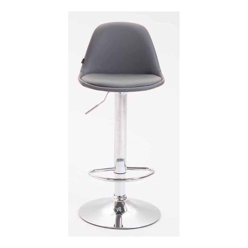 Juego de 2 taburetes de bar Kiel, totalmente tapizados en piel sintética gris cromada.