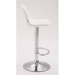 Juego de 2 taburetes de bar Kiel, totalmente tapizados en piel sintética blanca cromada.