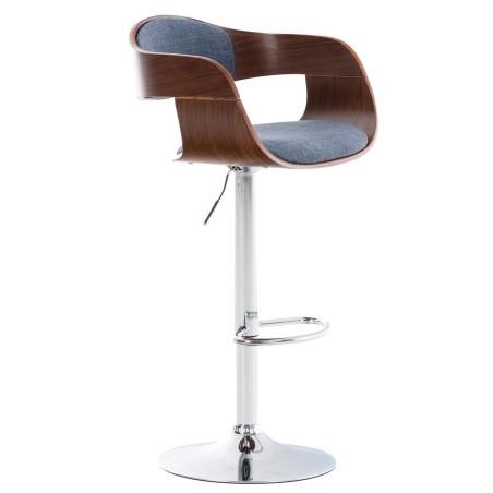 Taburete de bar Kingston C tapizado en tela, nogal/azul