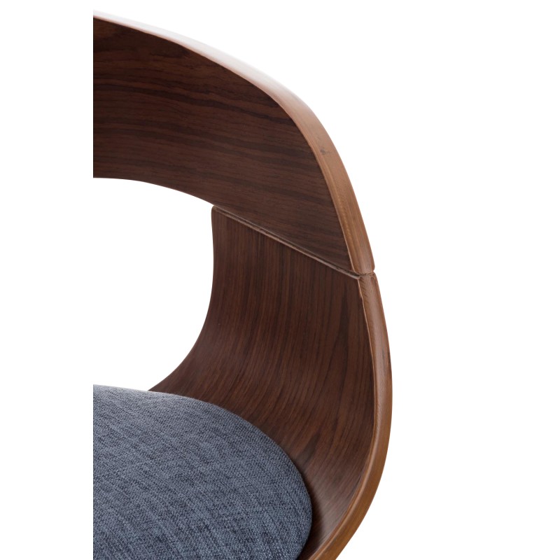 Taburete de bar Kingston C tapizado en tela, nogal/azul