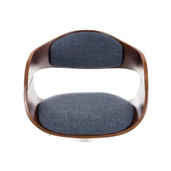 Taburete de bar Kingston C tapizado en tela, nogal/azul