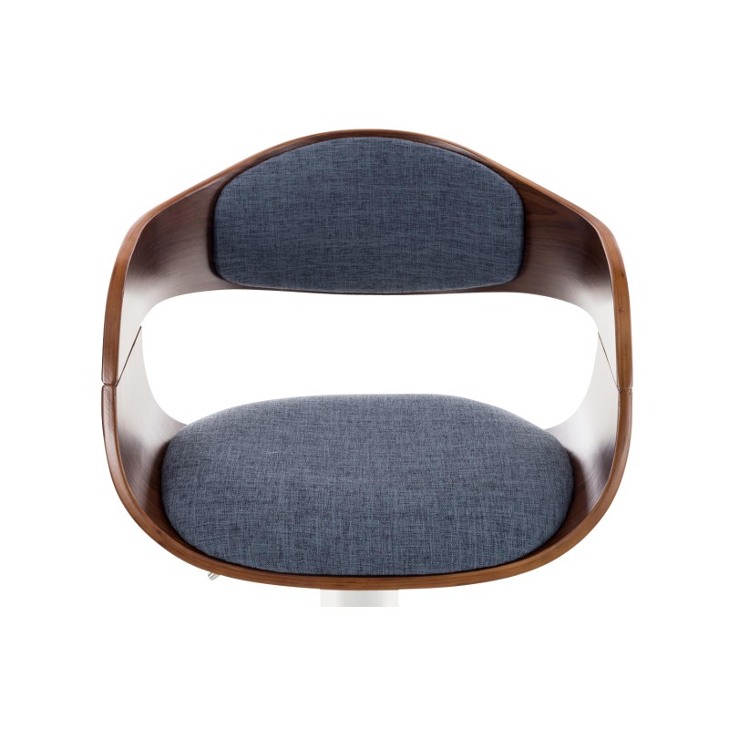 Taburete de bar Kingston C tapizado en tela, nogal/azul