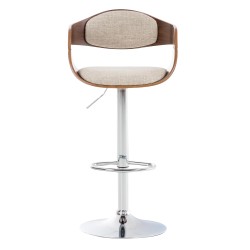 Taburete de bar Kingston C tapizado en tela, nogal/crema
