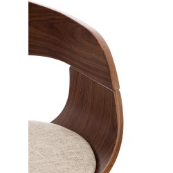 Taburete de bar Kingston C tapizado en tela, nogal/crema