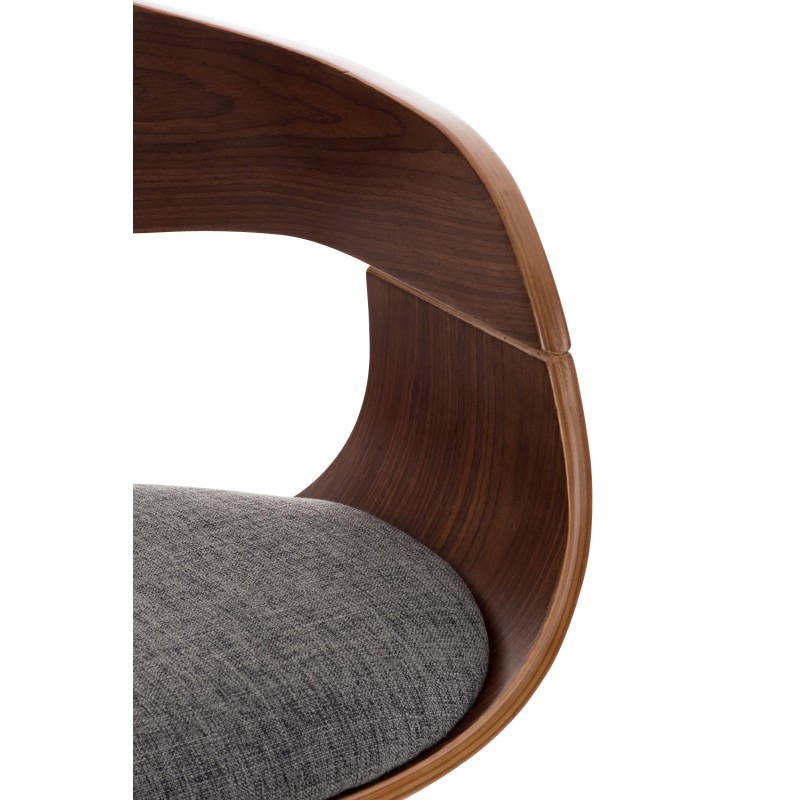 Taburete de bar Kingston C tapizado en tela, nogal/gris claro