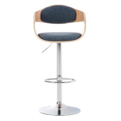 Taburete de bar Kingston C tapizado en tela, natural/azul