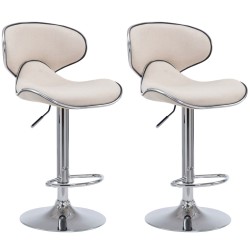 Juego de 2 taburetes de bar Las Vegas V2 en tela cromada color crema