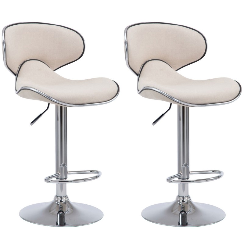 Juego de 2 taburetes de bar Las Vegas V2 en tela cromada color crema