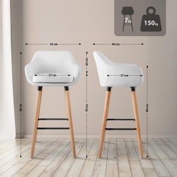 Juego de 2 taburetes de bar Grant en piel sintética blanca