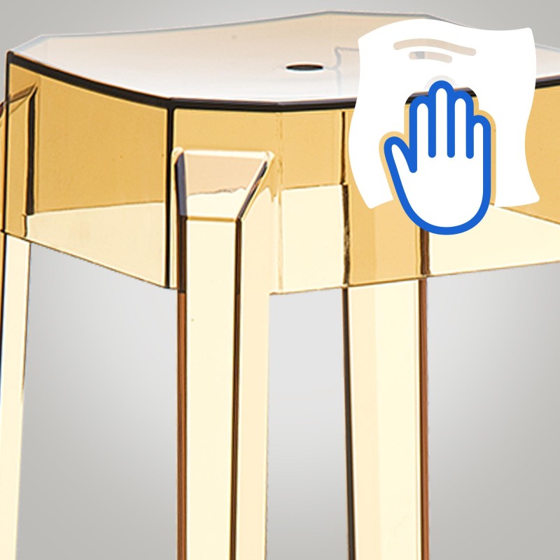 Juego de 2 taburetes de bar Fox, color ámbar transparente