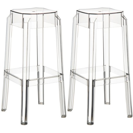 Juego de 2 taburetes de bar Fox transparentes