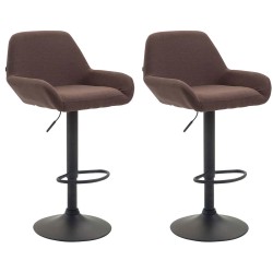 Juego de 2 taburetes de bar Braga, tapizados en tela, negro y marrón