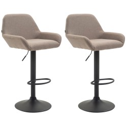Juego de 2 taburetes de bar Braga, tapizados en tela, color topo negro