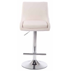 Juego de 2 taburetes de bar Club, imitación piel, blanco cromado