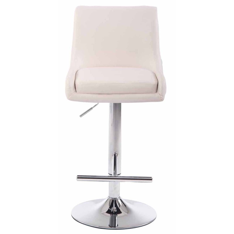 Juego de 2 taburetes de bar Club, imitación piel, blanco cromado