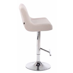 Juego de 2 taburetes de bar Club, imitación piel, blanco cromado