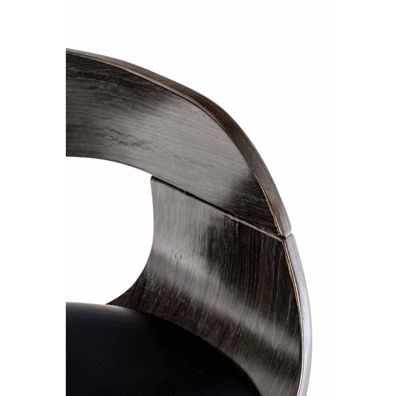 Juego de 2 taburetes de bar Kingston C en piel sintética negra/gris