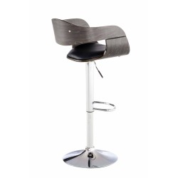 Juego de 2 taburetes de bar Kingston C en piel sintética negra/gris