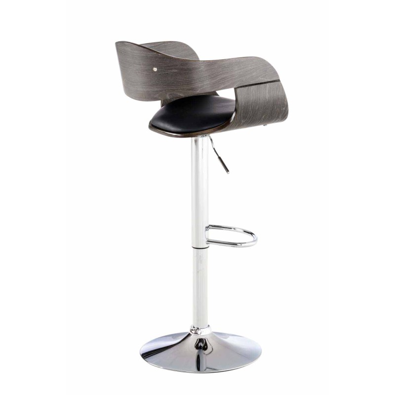 Juego de 2 taburetes de bar Kingston C en piel sintética negra/gris