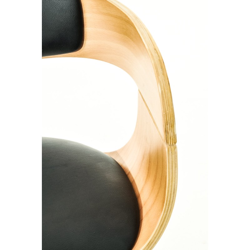 Juego de 2 taburetes de bar Kingston C en piel sintética natural/negra