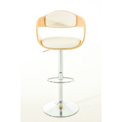 Juego de 2 taburetes de bar Kingston C en piel sintética natural/blanca