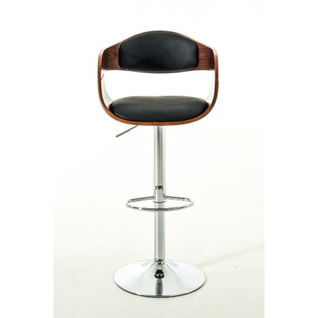 Juego de 2 taburetes de bar Kingston C en nogal/piel sintética negra