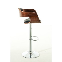 Juego de 2 taburetes de bar Kingston C en nogal/piel sintética negra