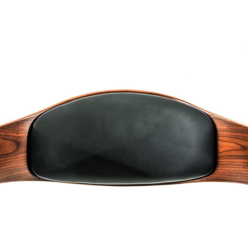 Juego de 2 taburetes de bar Kingston C en nogal/piel sintética negra