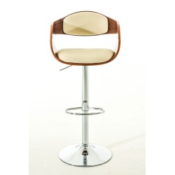 Juego de 2 taburetes de bar Kingston C en piel sintética color nogal/crema